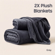 (2X Super King/ XL, Grey) Premium Faux Fur Blankets 370GSM Fleece Plush Sofa & Bed Throws | Pack of 2 Autumn & Winter blanket