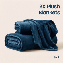 (2X King/ Large, Teal) Premium Faux Fur Blankets 370GSM Fleece Plush Sofa & Bed Throws | Pack of 2 Autumn & Winter blanket