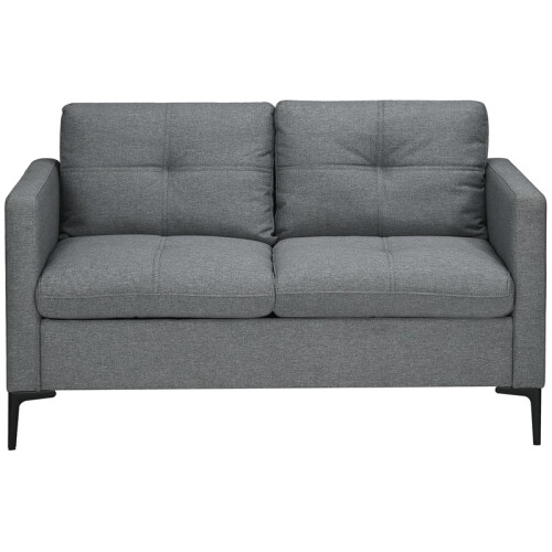 Two-Seater Sofa, with Steel Legs - Grey