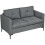 Two-Seater Sofa, with Steel Legs - Grey 2