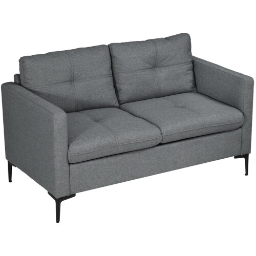 Two-Seater Sofa, with Steel Legs - Grey 1