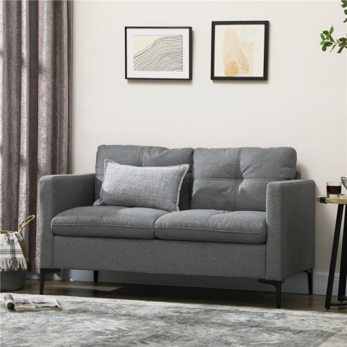 Two-Seater Sofa, with Steel Legs - Grey 2