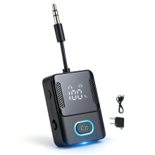5.3 Vliegtuigadapter met AUX Jack 2-in-1 TX RX Zender Ontvanger voor Auto TV, Dubbele Koppeling 2 Hoofdtelefoons