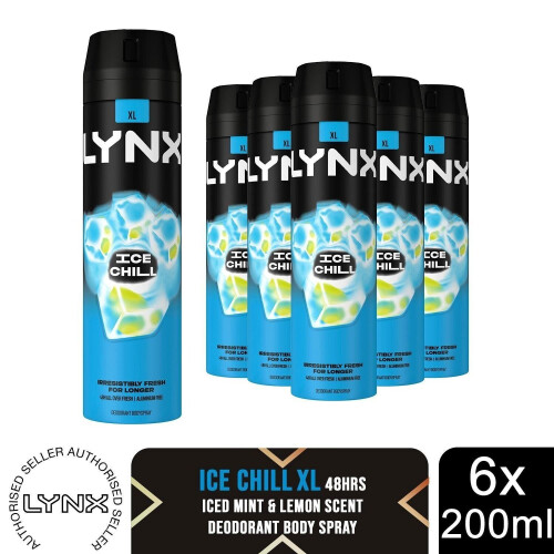 Lynx 6 Pack Lynx 48H Fresh Deodorant Bodyspray, Ice Chill, 200ml