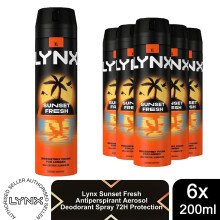 Lynx Sunset Fresh XL Body Spray 200ml 6 Pack Mens Deodorant 48H Freshness