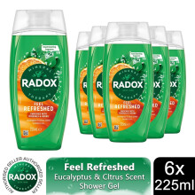 6x Radox Shower Gel Feel Refreshed With eucalyptus & citrus Scent, 225ml
