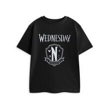 (9-10 Years) Wednesday Short Sleeved T-Shirt (Girls Black)