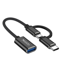 Yesido 2v1 USB-A na USB-C/Micro USB OTG adaptér, 10 cm