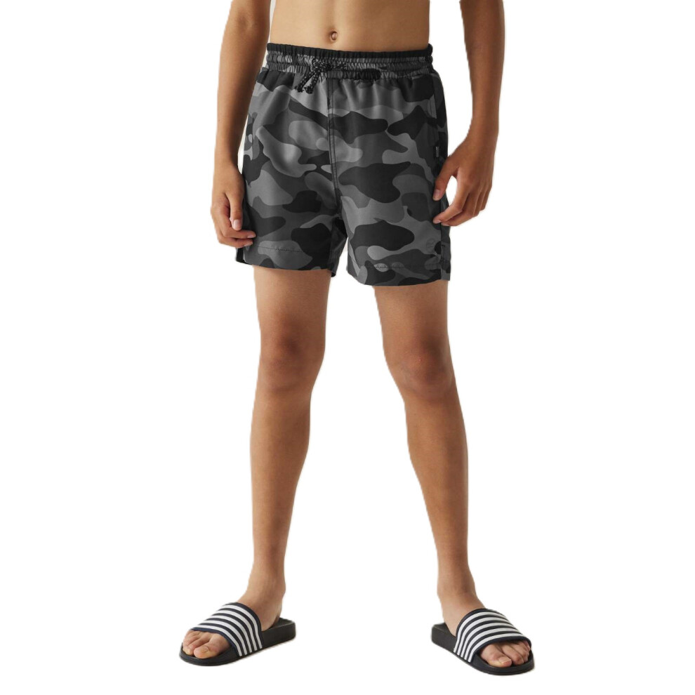 Regatta (3-4 Yrs, Grey Black Camo) Kids Boys Skander Iii Elasticated Swim Swimming Shorts