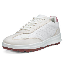 (UK 6.5-7, Limestone/White/Blush) Ecco Womens 2026 Street Vibe Lace Waterproof Spikeless Leather Golf Shoes