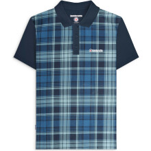 (L, Navy) Lambretta Mens Check Print Short Sleeve Polo Shirt