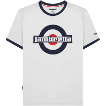 (2XL, White) Lambretta Mens Logo Ringer Short Sleeve Crew Neck Cotton T-Shirt Top Tee