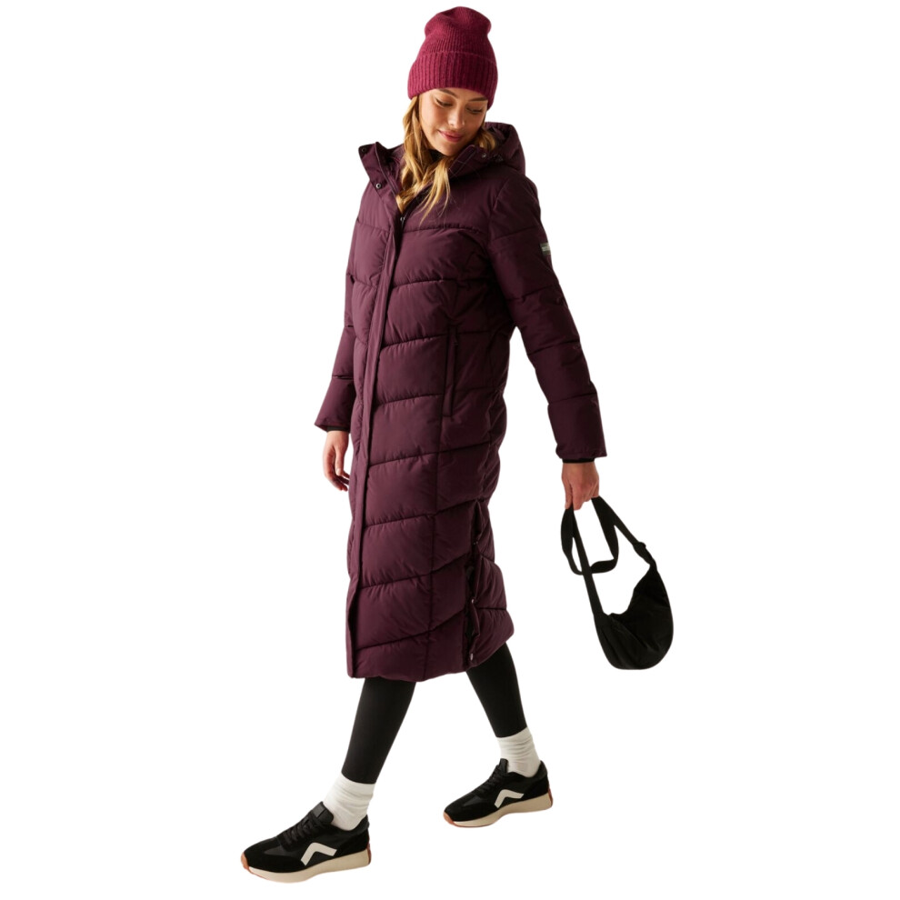 Regatta Women's Purple Eloria Longline Hooded Insulating Quilted Jacket In | Size: 18 - Image 3