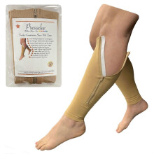 Presadee Calf Zipper 15-20 mmHg Compression Leg Circulation Fatigue Shin Sleeve (Beige, S/M)