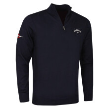(XL, Navy Blue) Callaway Mens 1/4 Zip Blended Merino Thermal Opti-Dri Golf Sweater