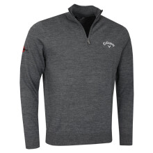 (XXXL, Steel Heather) Callaway Mens 1/4 Zip Blended Merino Thermal Opti-Dri Golf Sweater