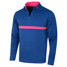 (S, Ocean Deep Blue) Footjoy Mens Inset Stripe Midlayer Stretch Wicking Golf Sweater