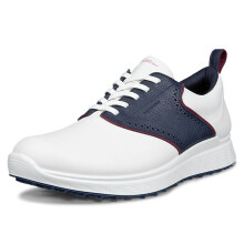 (UK 12-12.5, White/Marine) Ecco Mens 2026 Golf S-Casual Hybrid Leather Waterproof Spikeless Golf Shoes