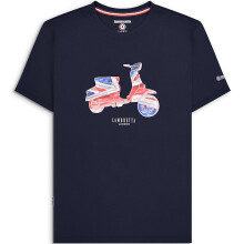 (XL, Navy) Lambretta Mens Scooter Flag Short Sleeve Crew Neck Cotton T-Shirt Top Tee