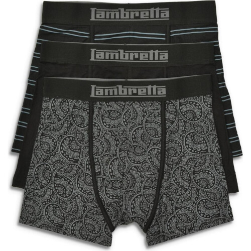 Lambretta (S, Black/Grey) Lambretta Mens 3 Pack Boxer