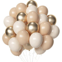 Blush Gold Beige Neutral Balloons, 50pcs 12 inch Neutral Balloons Blush Gold Beige Latex Balloons for Birthday Wedding Baby Shower Bride Party Decora
