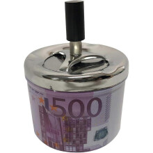 Smokeless Metal Tin Push Down Ashtray for Cigarettes Cigars with Spinning Tray Lid Covered Portable Ash Tray Bucket for Home Tabletop,Patio,Sand,Car,A