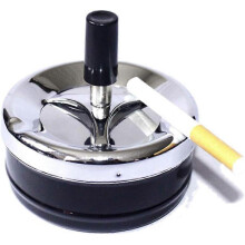 Round Push Down with Spinning Ashtray Cigarette Ashtray for Indoor or Outdoor Use Ash Tray for Home Office, Black