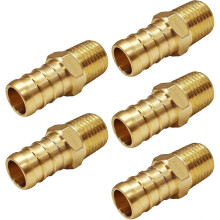 Joywayus Brass PEX Pipe Fitting, 3/4" PEX x 1/4" NPT Male Pipe Fitting Adapter (Pack of 5)