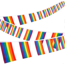 38 Flags Gay Pride Banner, Rainbow String Bunting Garland Colorful Stripes Flag Banner Indoor Outdoor for LGBT Festival Party Celebration Decoration,