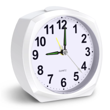 (White) Silent Alarm Clocks Analog Alarm Clocks for Heavy Sleepers Non Ticking Bedside Clock with Luminous for Bedroom Office Desk