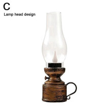 (copper/A) Vintage Kerosene Lamp Simulation Vintage Ornament Led Electronic Candle Lamp Atmosphere Night Light Candle Holder Decoration