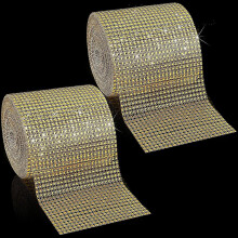 20 Yards Bling Diamond Mesh Ribbon Rhinestone Mesh Ribbon Wrap 24 Row for Event Decorations Wedding Cake Vase Decorations Party Supplies, 4.75 Inch x