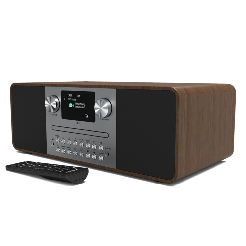 DAB+/DAB & FM Radio CD Player Bluetooth Transmit and Speaker - AZATOM D4 Walnut