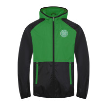 Celtic FC Official Boys Shower Jacket Windbreaker Black Green 12-13 Years