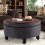 Round Storage Ottoman Stool Upholstered Coffee Table Pouffe Double-Side Lid Box 1