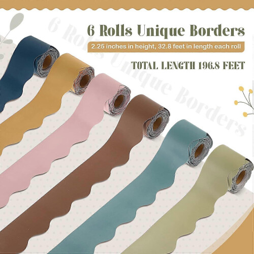 Fitting Scalloped Bulletin Board Borders, 6 Rolls, Gray