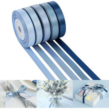 3/8 inch Satin Ribbon Assorted Dusty Blue Wedding Ribbons for Flower Bouquets Wedding Bridal Shower Decor Gift Wrapping Crafts Hair Decor- 10 Yards