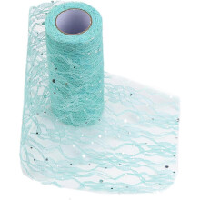 6" x10Yards Sequin Lace Roll Table Runner, Chair Sash, Tutu Material, Lace Bow for Wedding Chair Table Décor