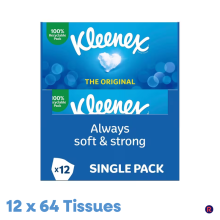 Original Facial Tissues - Pack of 12 Tissue Boxes - Soft Tissues for Everyday Use - Gentle on Your Family's Skin with a Touch of Cotton
