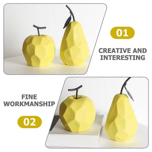1pc Fruit Designed Ornament Ceramic Fruit Sculpture Geometric Desktop Adornment