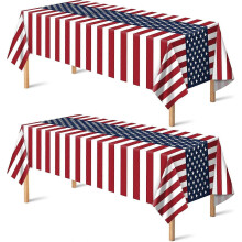 4th of July Decorations - American Flag Plastic Tablecloth, 2 Pack (54"x108")