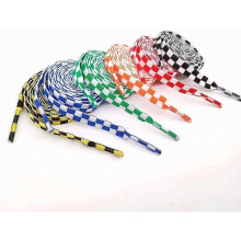 Fashion Sneaker Shoe Laces Colors Checkered Grid Flat Printing Shoelaces