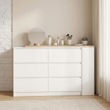 HOMCOM Vanity Table with 3-Tier Shelf and 6 Drawers, for Bedroom, White
