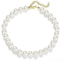 Round Imitation Pearl Choker Necklace Wedding Pearl Necklace for Brides White