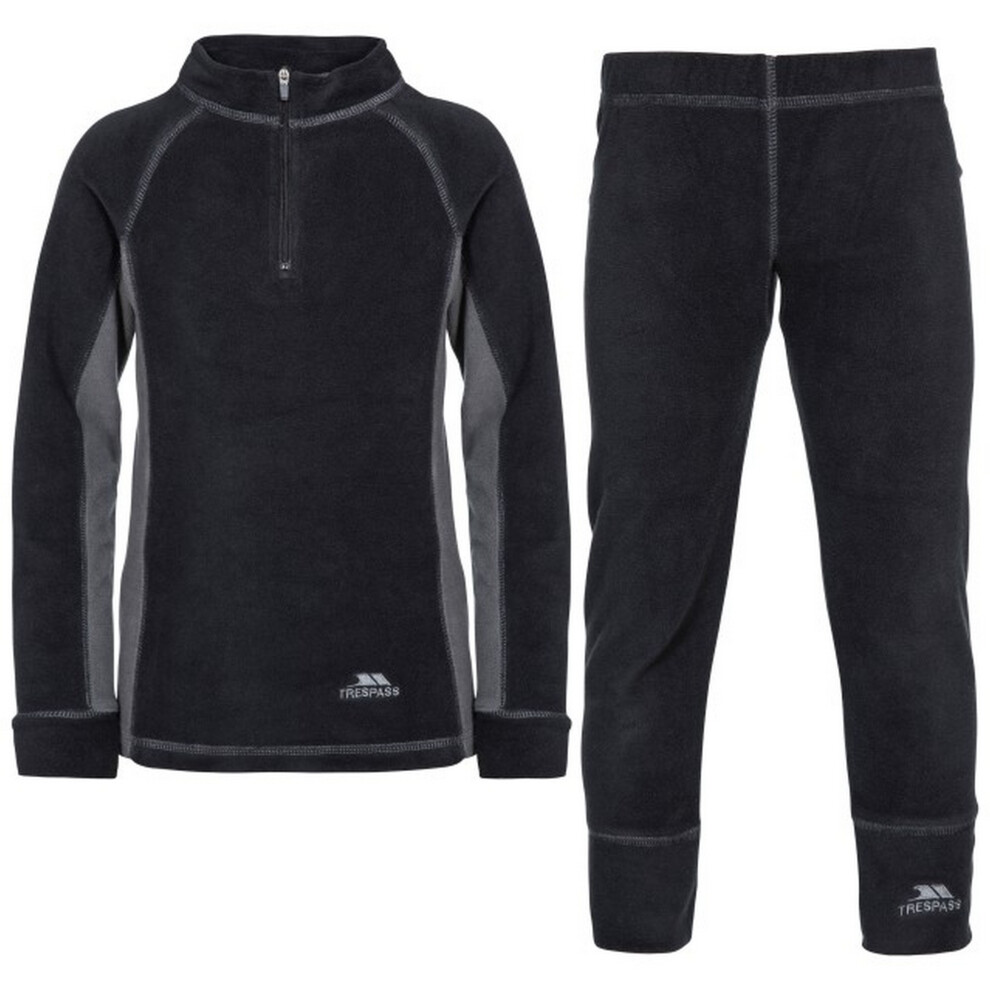 Trespass Black Childrens/Kids Bubbles Fleece Top And Bottom Base Layers - 5-6 Years - 100% Polyester - Image 3
