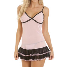 (PINK, S-M) Camille Womens Pink Sexy And Seductive Babydoll