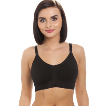(BLACK, S) Black Seamless Moulded Cup Nursing Bra