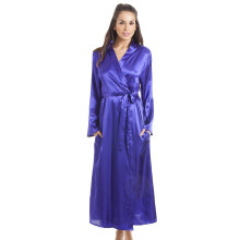 (bright purple, 14-16) Womens Purple Luxury Satin Dressing Gown