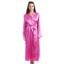 (hot pink satin, 18-20) Womens Pink Luxury Satin Dressing Gown