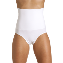 (WHITE, M) Womens White Seamfree Shapewear Comfort Hi Waisted Control Brief